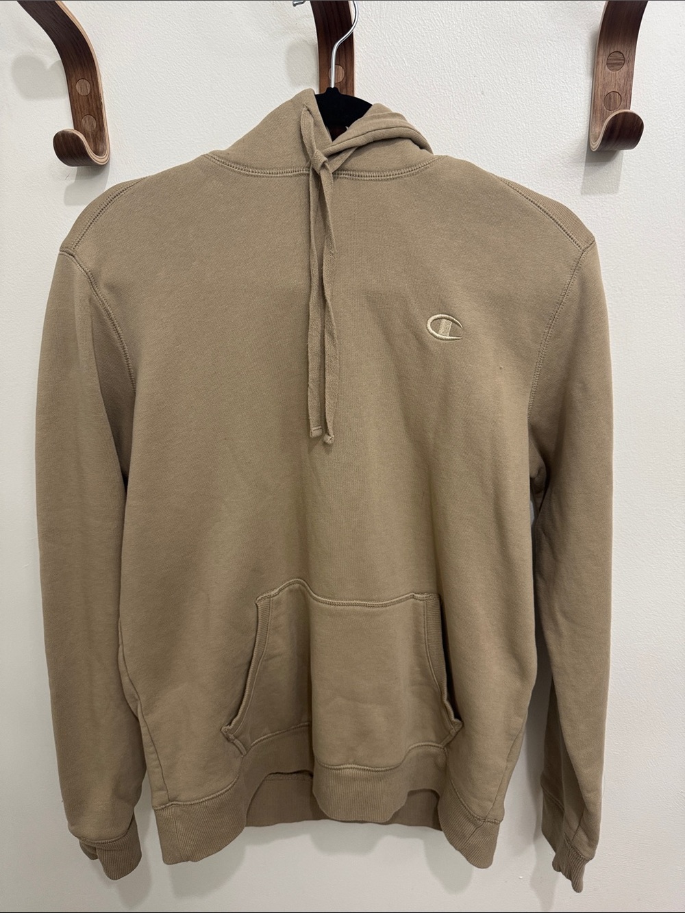 Champion Tan Pullover Hoodie with Subtle Logo